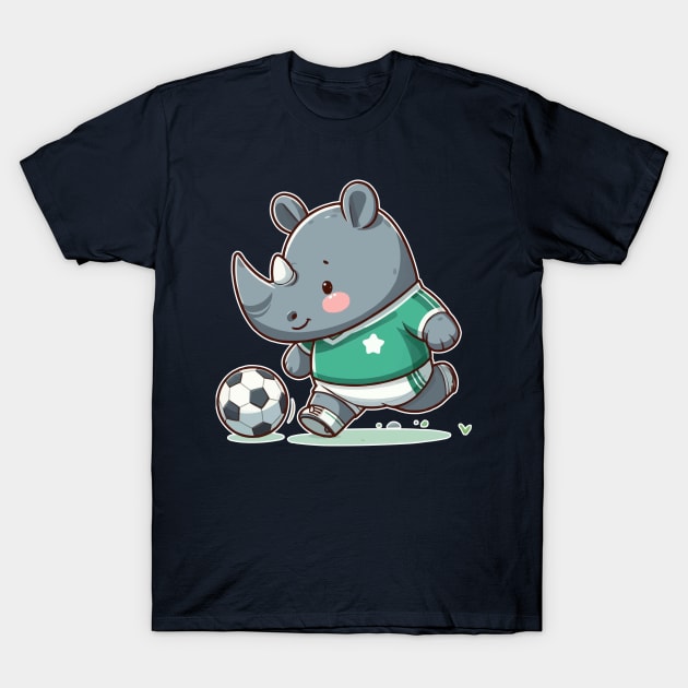 Rhino as Soccer player at Soccer T-Shirt by fikriamrullah